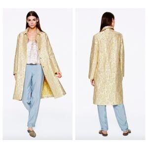 LAFAYETTE 148 Gold Brocade Jacket Coat Longline Jacquard Vintage